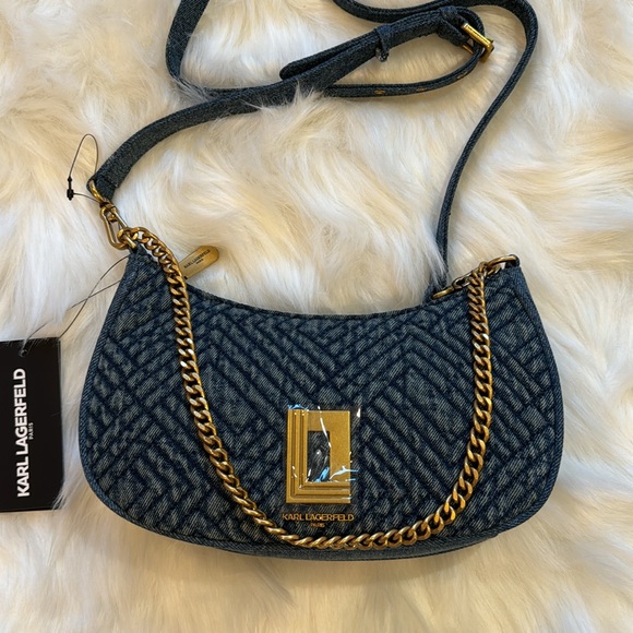 NWT Karl Lagerfeld Denim Shoulder Crossbody Bag - Picture 6 of 12